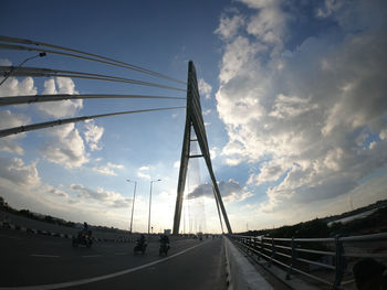 View of bridge over road against sky