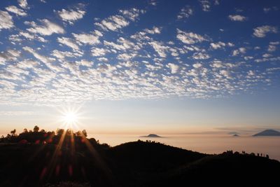 Scenic view of silhouette mountains against sky during sunset