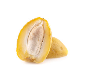 Close-up of lemon against white background