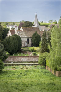 View of all saints church in the village of loose, kent, uk