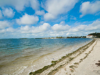 Scenic view of beach against sky