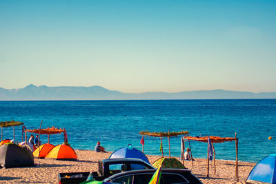 Scenic view of sea against clear sky