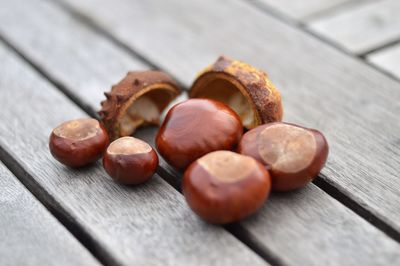 Close-up of eggs on table