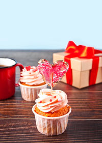 Close-up of dessert on table