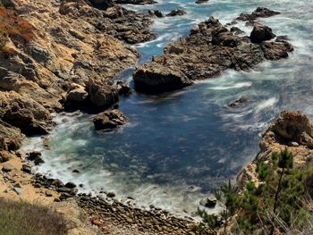 Romantic rocky cove in big sur coastline in california 