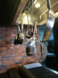 Utensils hanging in kitchen