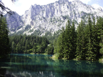 Scenic view of mountains and lake