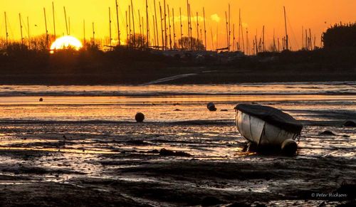 Scenic view of sunset over sea