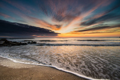 Scenic view of sea during sunset