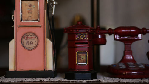 Close-up of telephone booth