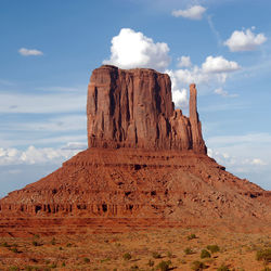 Rock formations on landscape against sky