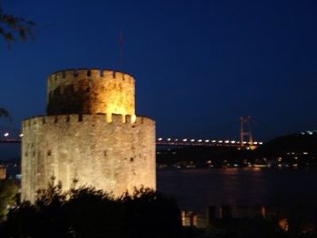 View of illuminated buildings at night