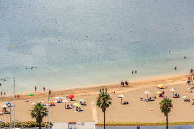 High angle view of people at beach