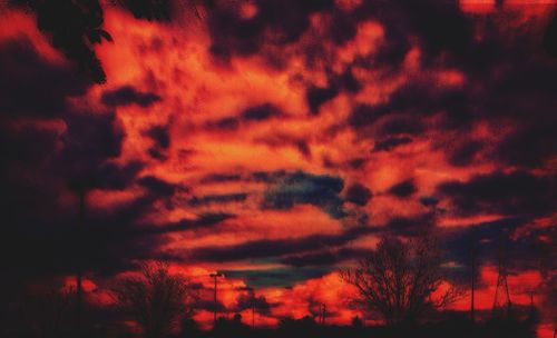 Low angle view of cloudy sky at sunset