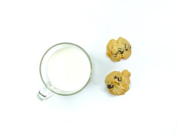 High angle view of drink on white background