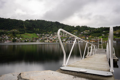 Bridge over river against sky