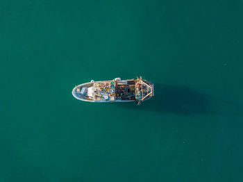 High angle view of boat in sea