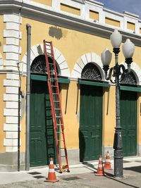 Street light by building