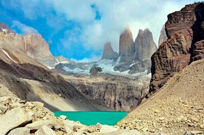 Panoramic shot of rocks in mountains against sky