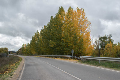 Road by trees against sky