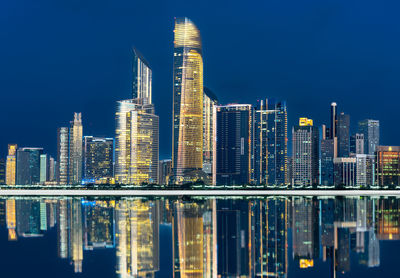 City night view of abu dhabi business financial district. united arab emirates