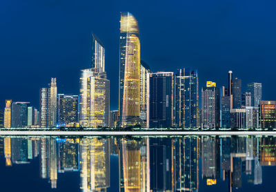 Reflection of illuminated city at night