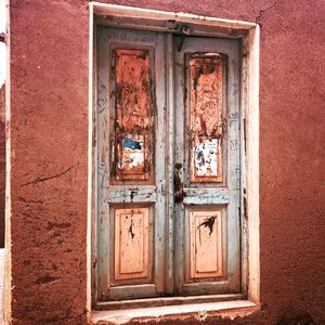 Closed door of old building