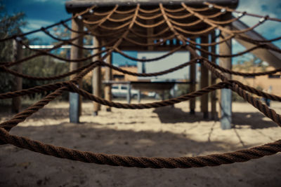 Low angle view of jungle gym at playground