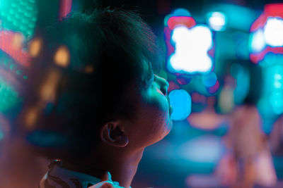 Close-up portrait of a blurred woman