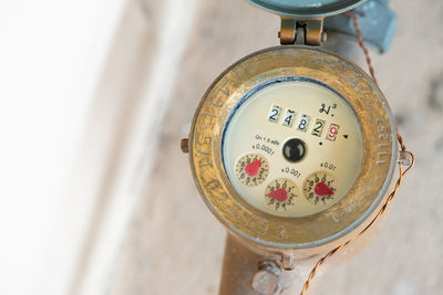 High angle view of clock on wall