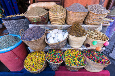 Various fruits for sale in market stall