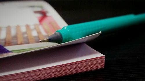 Close-up of books on table