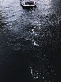 Boat sailing in river