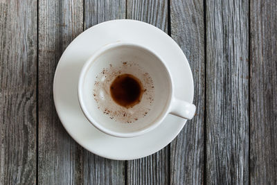 High angle view of coffee on table