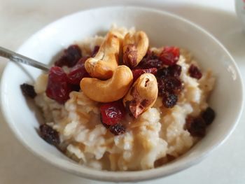 Close-up of breakfast served in bowl