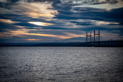 Scenic view of sea against sky at sunset