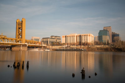 Reflection of buildings in river