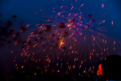 Low angle view of sky illumed with fire crackers