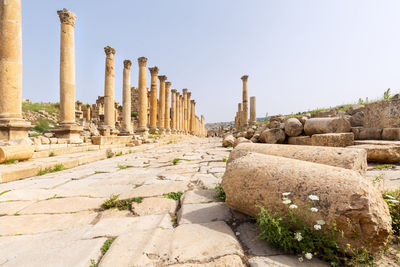 View of old ruins against clear sky