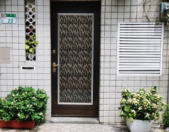 Close-up of door and window