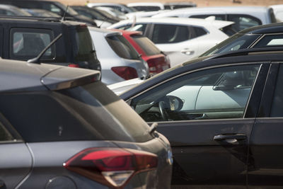 View of cars in parking lot