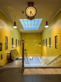 Interior of subway station building 