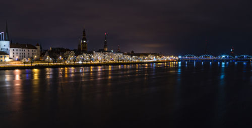 Illuminated city lit up at night