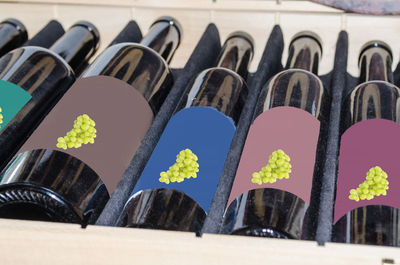 Wine bottles arranged