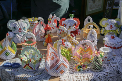 Toys for sale at market stall