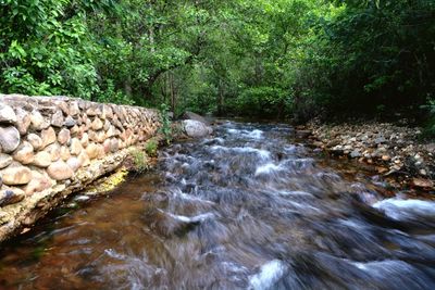 Scenic view of river flowing through rocks