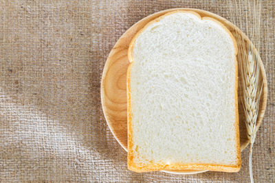 High angle view of bread in plate