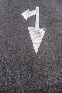 High angle view of road sign