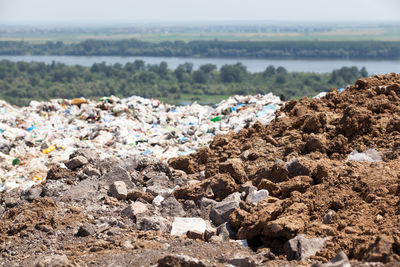 Garbage on recycling center