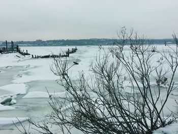 Scenic view of frozen sea against sky